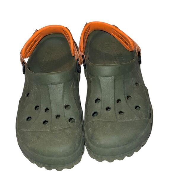 Crocs Green and Orange Clogs Size 9 - Picture 1 of 6